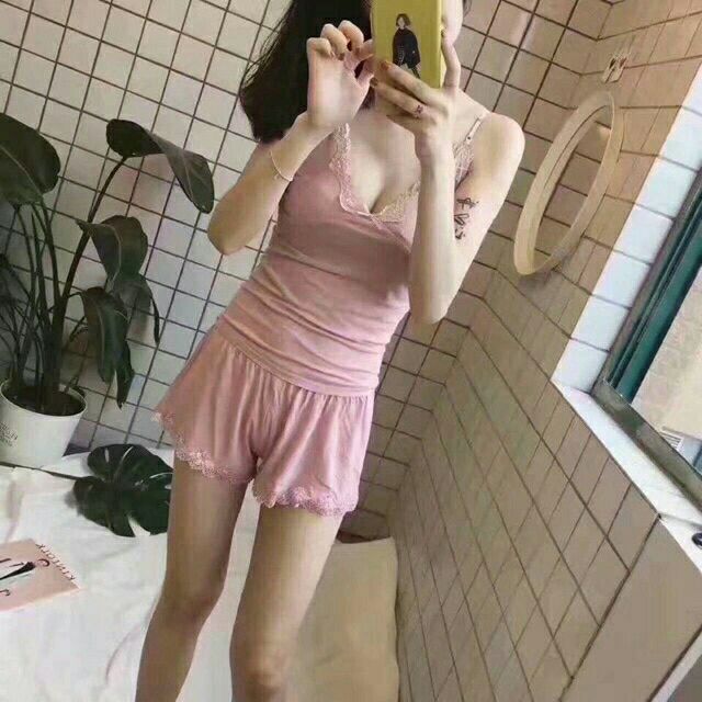 Bộ đồ ngủ 2 dây phối ren cực đẹp, quần áo ngủ nữ (hàng có sẵn, video cận chất)< | BigBuy360 - bigbuy360.vn