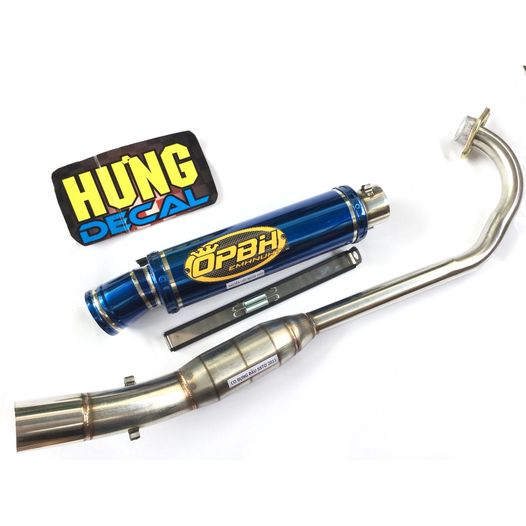 Pô OBPH XANH FULL cổ bầu hơi inox exciter, winer, sonic, raider, satria, gsx, tfx, fz, cbr, r15,...