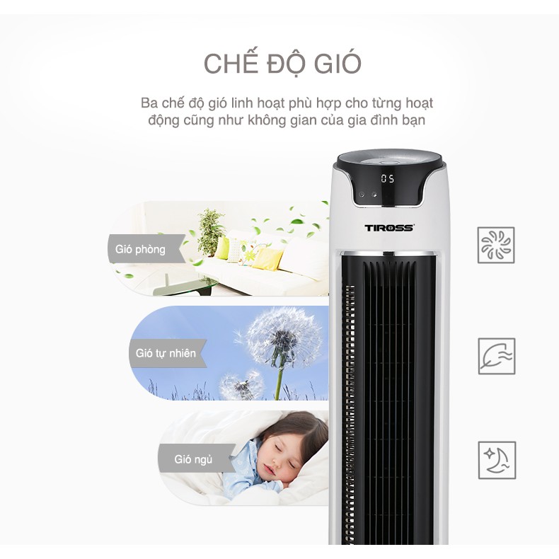 Quạt tháp có điều khiển Tiross TS9181, Hàng chính hãng, Bảo hành 12 tháng