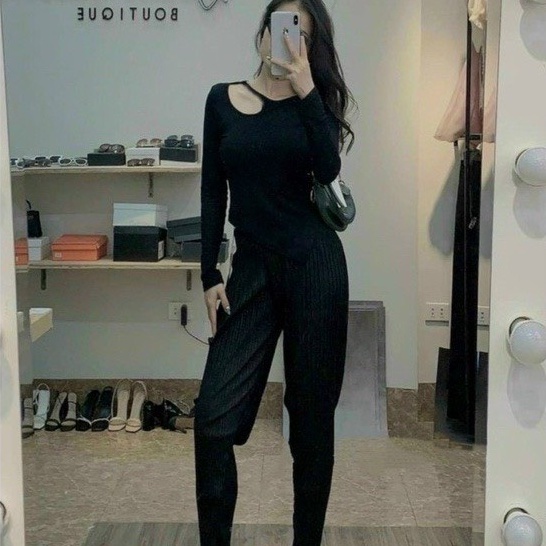 Áo khoét vai chất thun tăm co dãn tốt hai màu vanmiushop