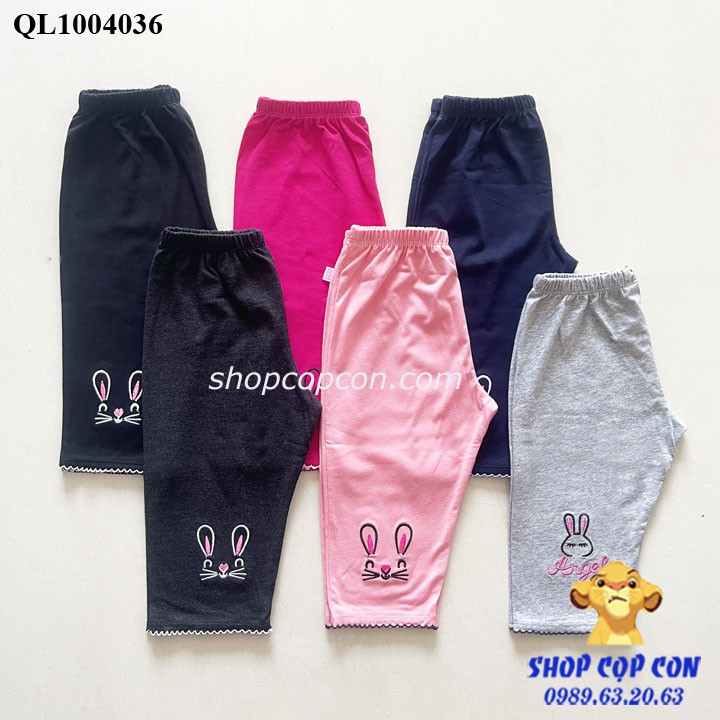 Quần legging lửng thêu thỏ cho bé từ 25kg đến 32kg