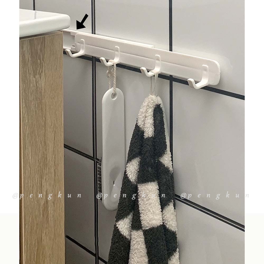 Móc Treo Đồ Gắn Tường Bốn Móc Có Thể Thu Gọn Không Cần Đục Lỗ Cho Nhà Bếp/Phòng Tắm