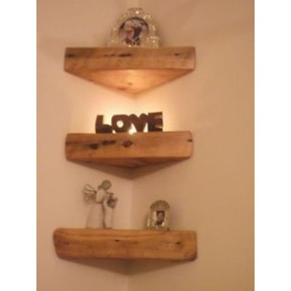 Kệ gỗ treo tường góc vuông 90 hình tam giác cân gỗ thông tự nhiên