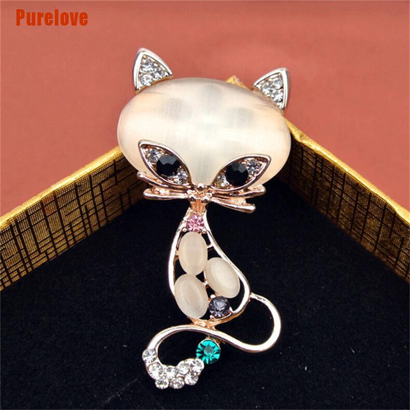 Ghim Cài Áo Hình Cáo Đính Đá Opal Dễ Thương