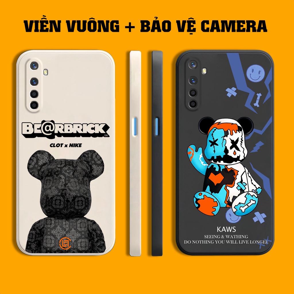 Ốp lưng Realme 6 / Realme 6 Pro / Realme XT gấu cạnh viền vuông có bảo vệ camera