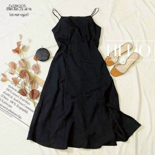 Đầm maxi 4s xẻ tà _ đen _ he048
