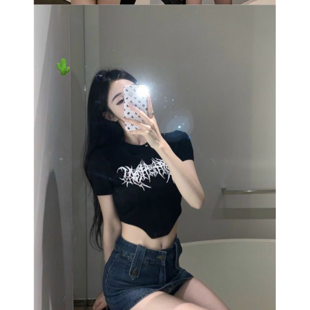 Áo vạt bầu in tay ngắn Croptop siêu ngầu PC