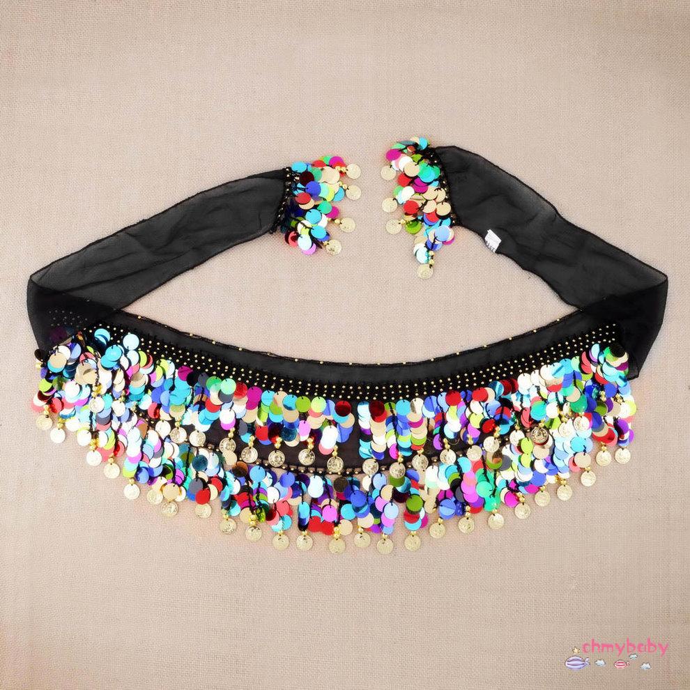 Khiêu vũ Đồng xu Chuỗi Sequin Belly Dance Hip Skirt Scarf Wrap Belt Waistband [8/4]