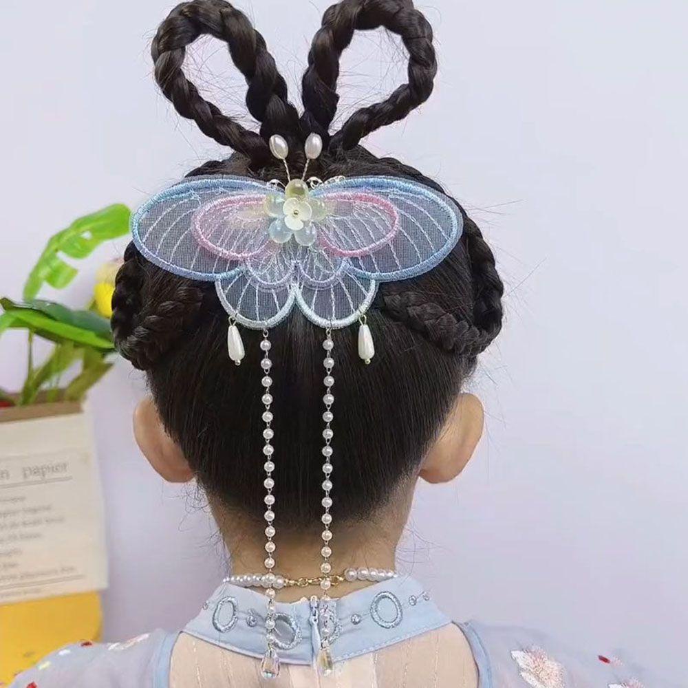 Kẹp Tóc Hình Hoa / Bướm Bằng Vải Phong Cách Trung Hoa Dễ Thương Xinh Xắn WMES15H