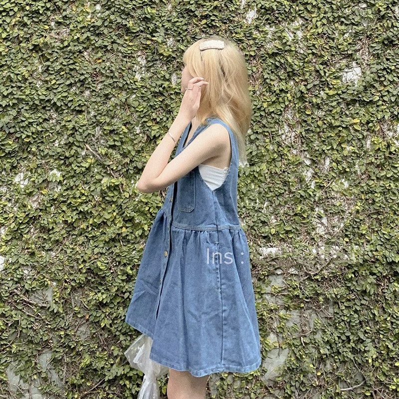 Váy Bò Sát Nách Dáng Babydoll Hàng Quảng Châu M2063- TT Korean