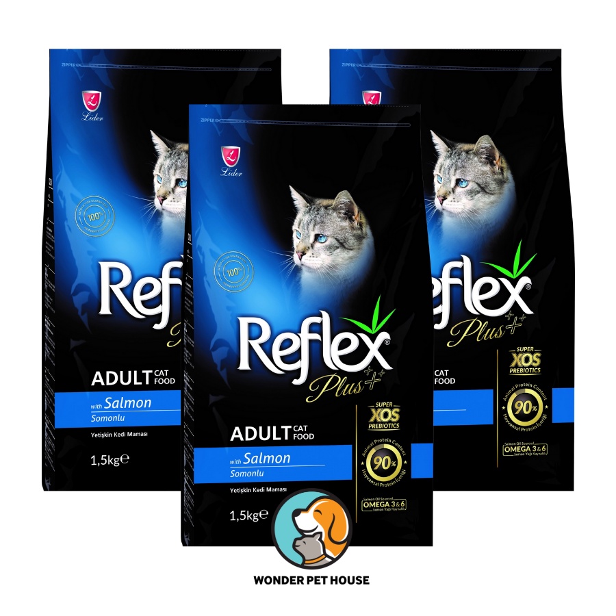 Hạt thức ăn khô Reflex Plus Aldult Salmon 1.5kg vị cá hồi cao cấp với công thức cân bằng và hoàn chỉnh dành cho mèo lớn