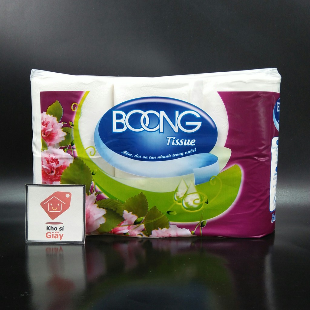 Lốc 6 cuộn giấy vệ sinh không lõi 4 lớp Boong tím dai mềm mịn - Giấy vệ sinh Hoàng Long