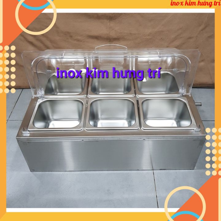 COMBO THÙNG GIỮ LẠNH TOPPING 6 KHAY 1/6×10 /NẮP ĐẬY MIKA DẠNG LẬT.