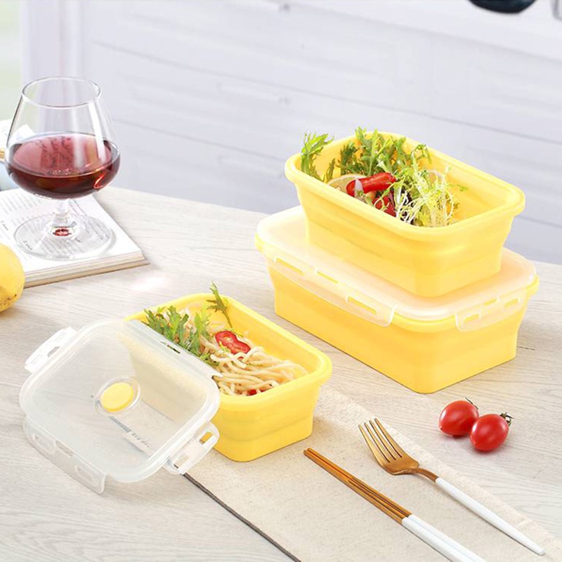Hộp Đựng Thức Ăn Trưa Bằng Silicone Có Thể Gấp Lại Tiện Lợi