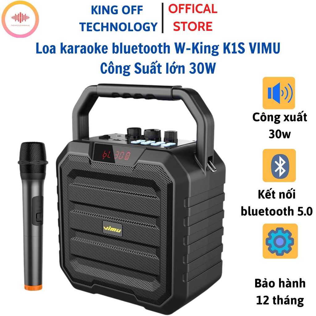 Loa Bluetooth W-King K1S VIMU - Loa karaoke không dây, công suất 40W, Wking T5 T9 K9 K3h K1S, Bass siêu to - BH 12 Tháng