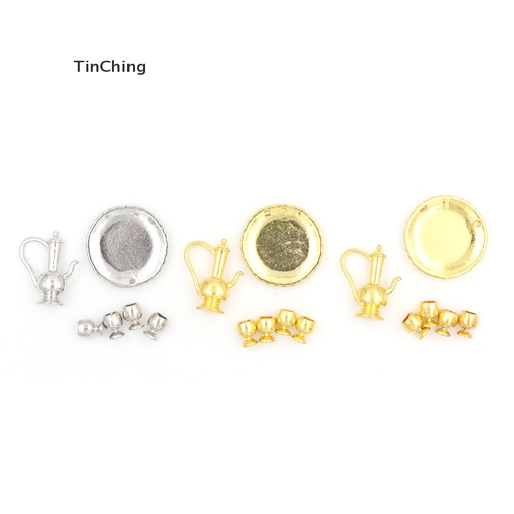 Bộ Ấm Trà Kim Loại Trang Trí Nhà Búp Bê Tỉ Lệ 1: 12