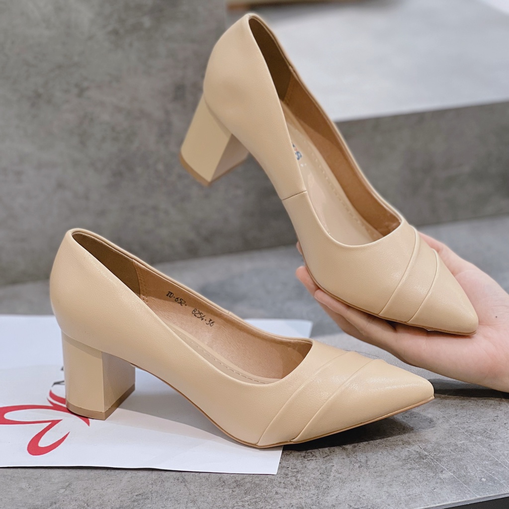 Min's Shoes - Giày Gót Vuông Da Mềm Cao Cấp V243