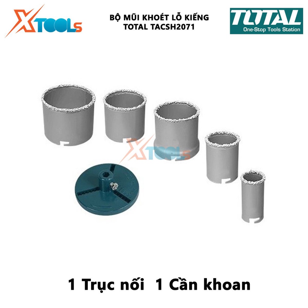 Bộ 7 mũi khoét lỗ 33-83mm TOTAL TACSH2071 | lưỡi thép hợp kim (cacbua), gồm các size 33, 53, 67, 73, 83mm - [CHÍNH HÃNG]