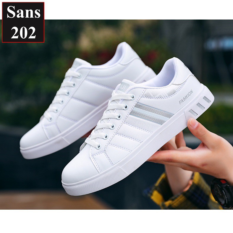 Giày thể thao nam Sans202 giầy sneaker đẹp màu trắng đen sport cổ thấp