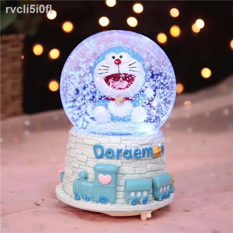 ✶ ♙ ❅Hộp nhạc Quả cầu pha lê Doraemon nổi Snow Jingle Cat Blue Fat dành cho Bạn cùng lớp và Quà tặng sinh nhật con trai