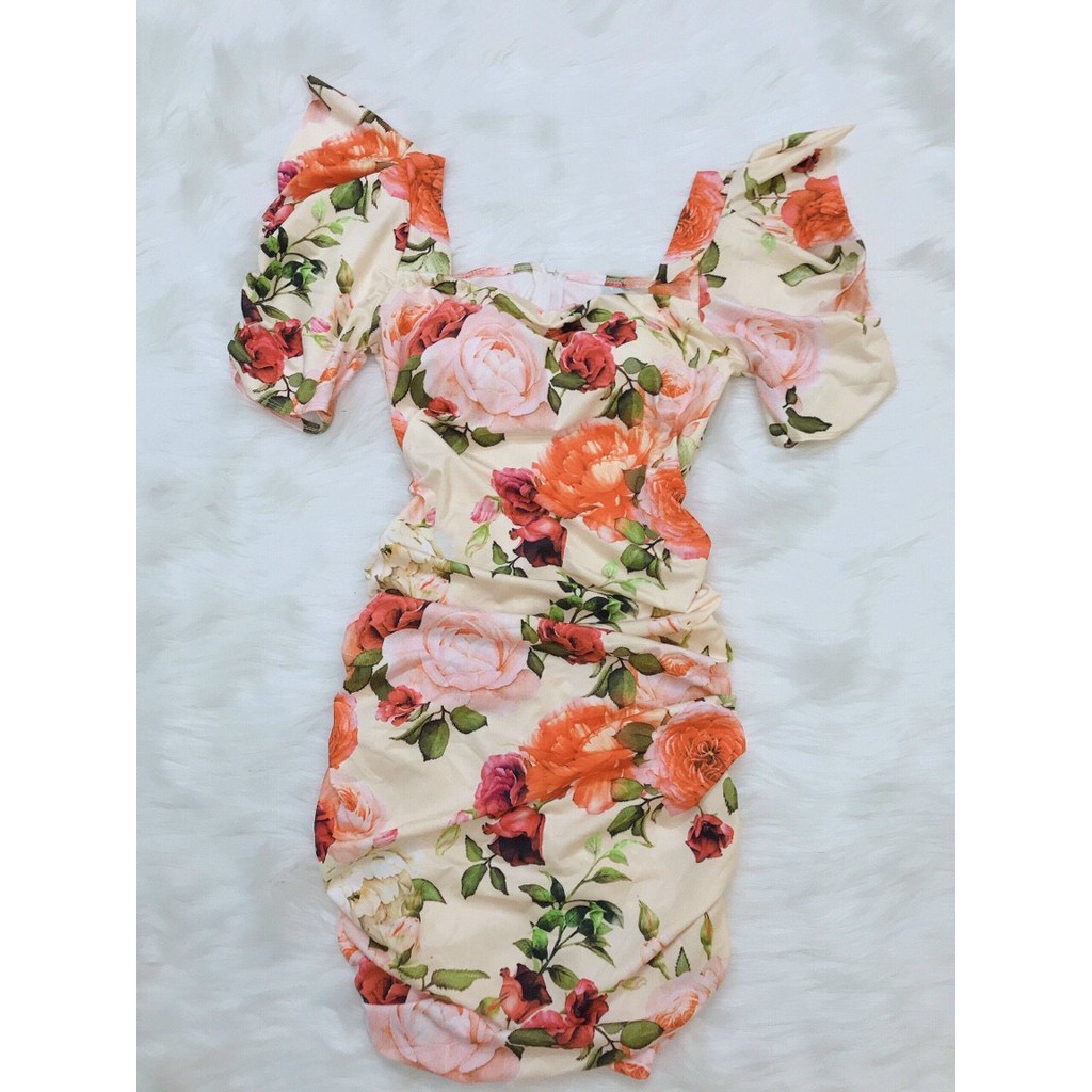 Đầm Body Nhún In Hoa 3D