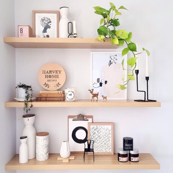 Kệ treo tường VIVUDECOR KT01 100% gỗ thông NewZealand