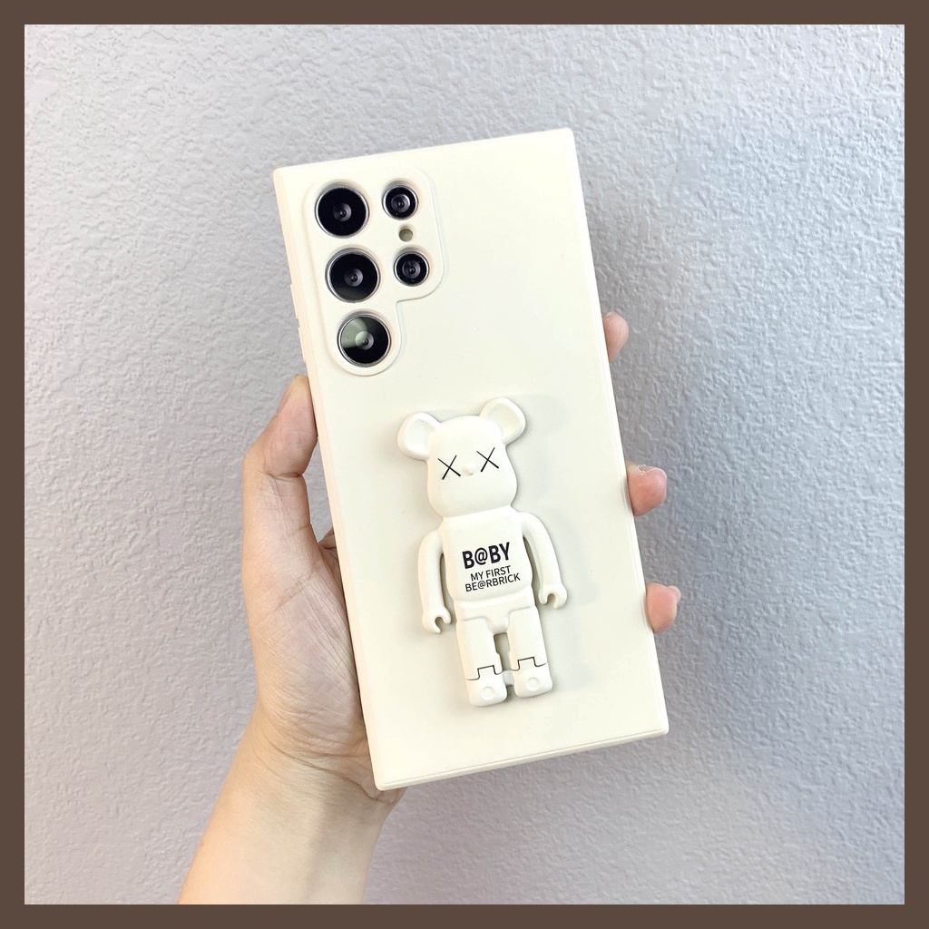 Ốp Điện Thoại TPU Dẻo Vuông Có Giá Đỡ Hoạt Hình Samsung Galaxy S23 S23 + S22 S21 S20 Note 20 10 Ultra Plus FE