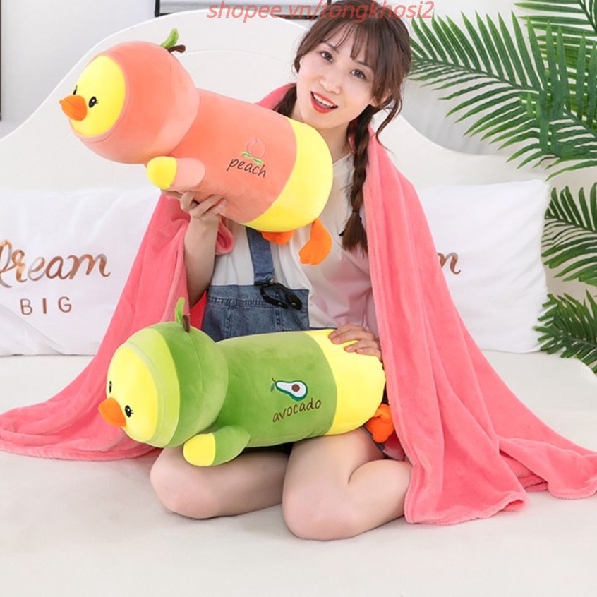 (Bán Buôn Sỉ) Bộ chăn gối văn phòng hình vịt trái cây T2