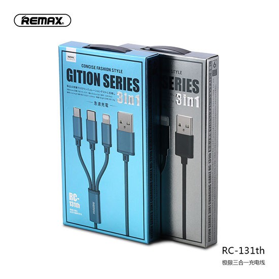 Cáp sạc remax 3 đầu (iphone, micro, type-c) chính hãng