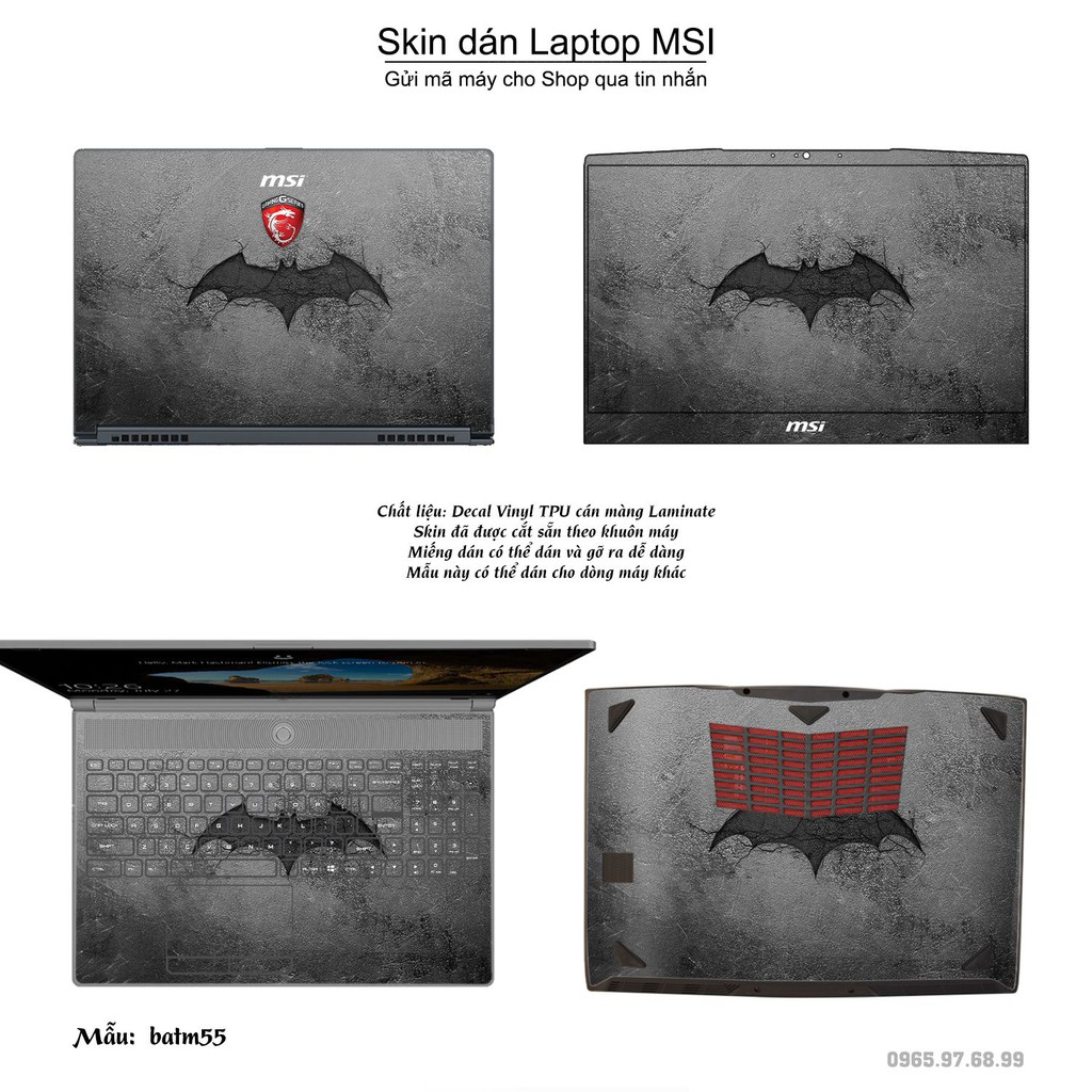 Skin dán Laptop MSI in hình Người dơi _nhiều mẫu 3 (inbox mã máy cho Shop)