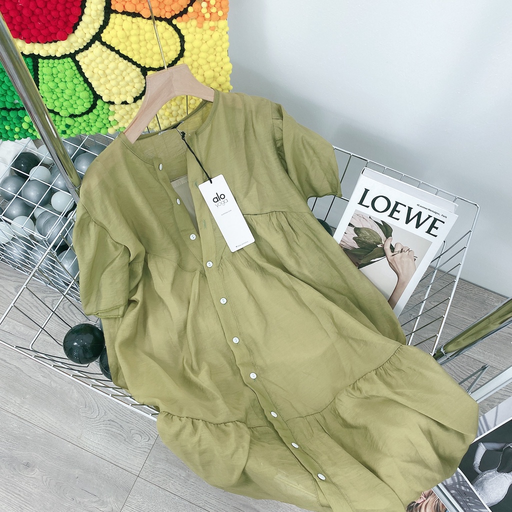 (Ảnh thật) Váy babydoll vải đũi mềm CỘC TAY xoè dài kèm váy hai dây