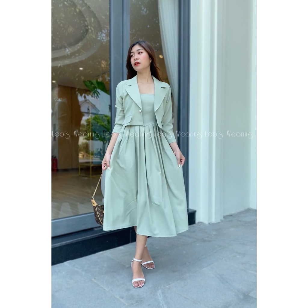 Áo vest crotop công sở LEOSWEARING áo khoác vest blazer nữ dáng lửng A09 | BigBuy360 - bigbuy360.vn