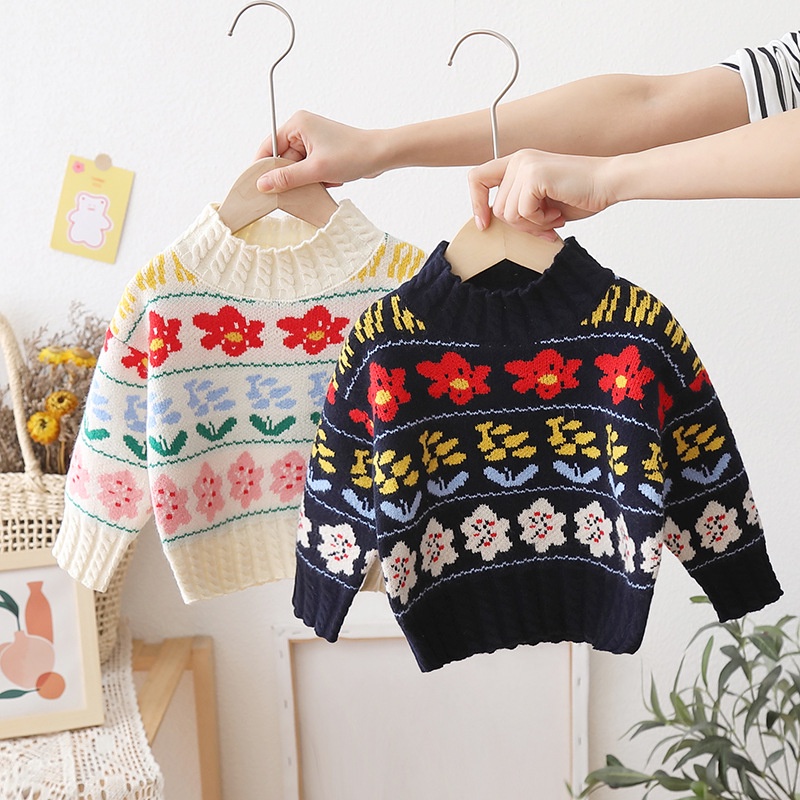 Áo sweater cổ cao phong cách Hàn Quốc thời trang thu đông mới cho bé gái 2021