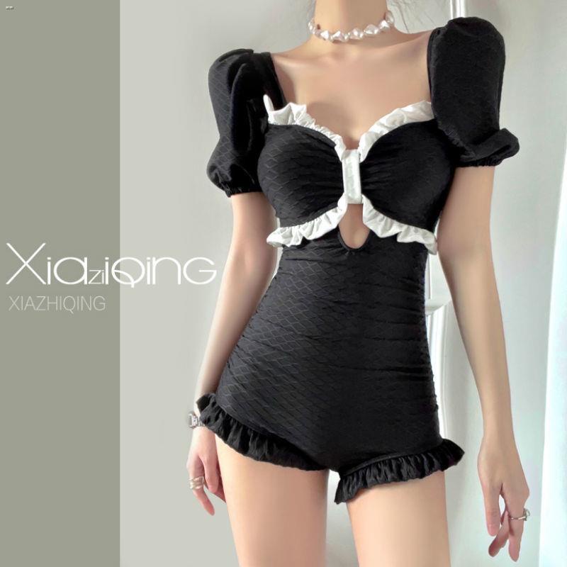 ๑❇❉Áo tắm nữ 2022 kiểu mới màu đen hot nhất hàn quốc suối nước nóng một mảnh bảo bối eo cao che bụng lộ học sinh gầy