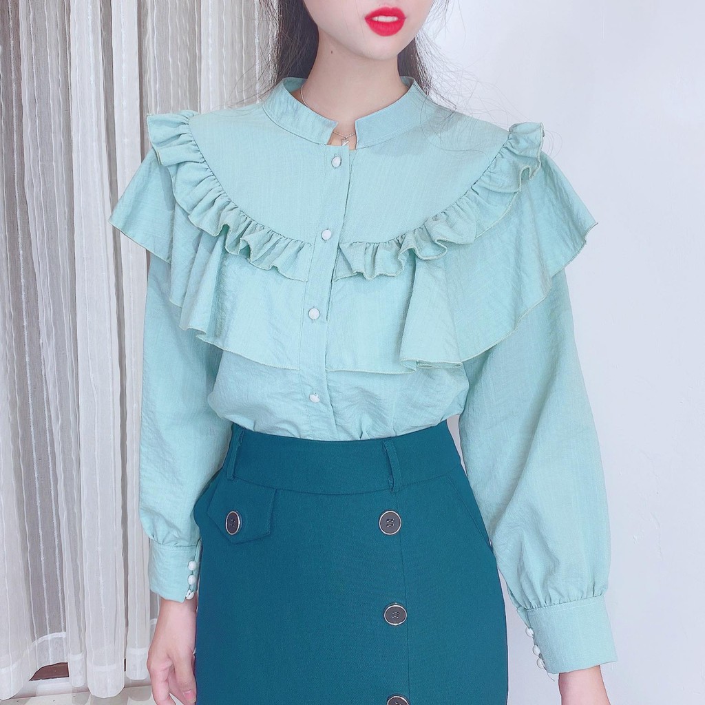 [ Mã WASTRUN4 giảm 10% tối đa 30K đơn 99K] Áo Nữ Bánh Bèo Kiểu Sơ Mi Công Sở Tay Dài, Phong Cách Tiểu Thư CHUU A6764 | BigBuy360 - bigbuy360.vn