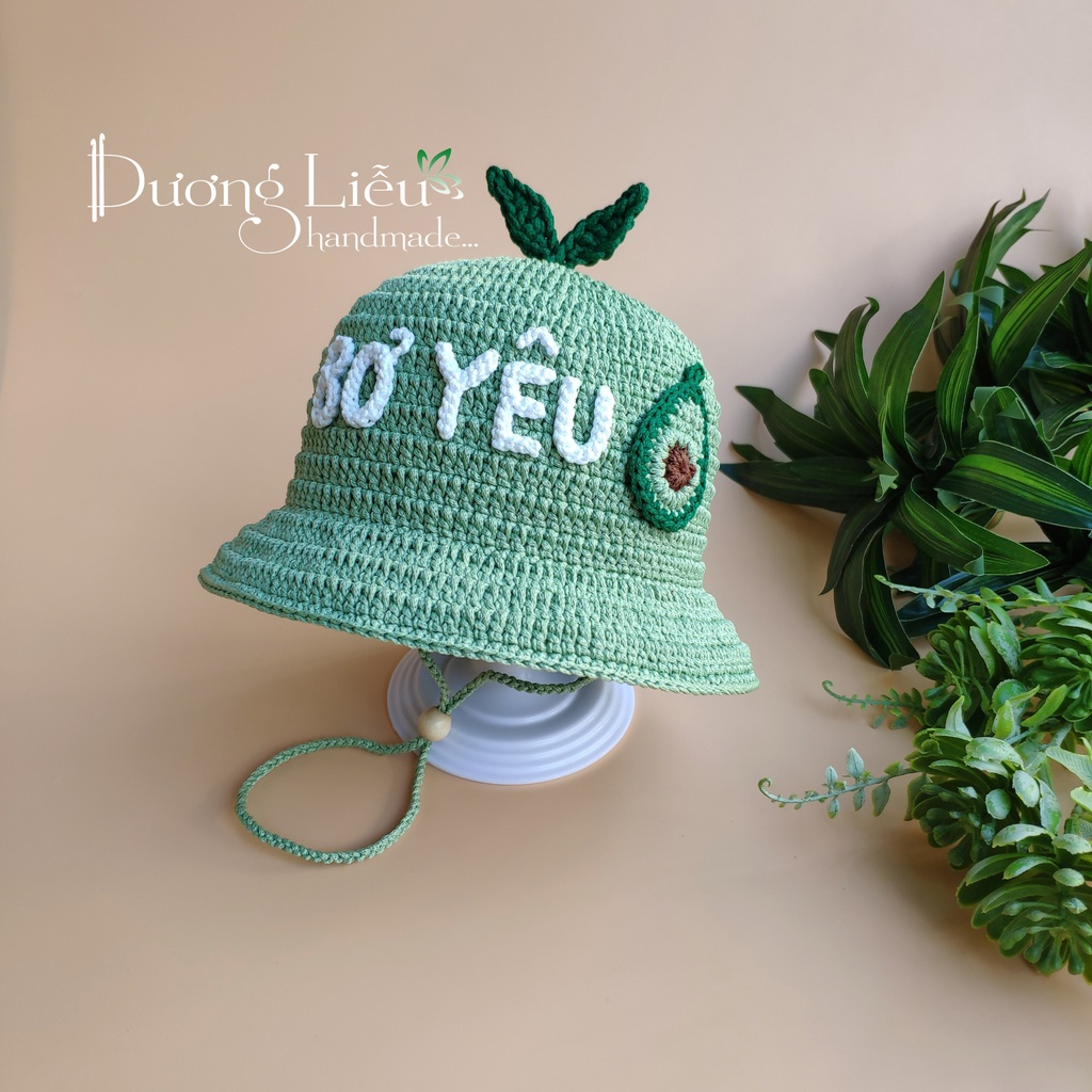 Nón Sợi Dệt Handmade Hình Quả Bơ Cho Bé