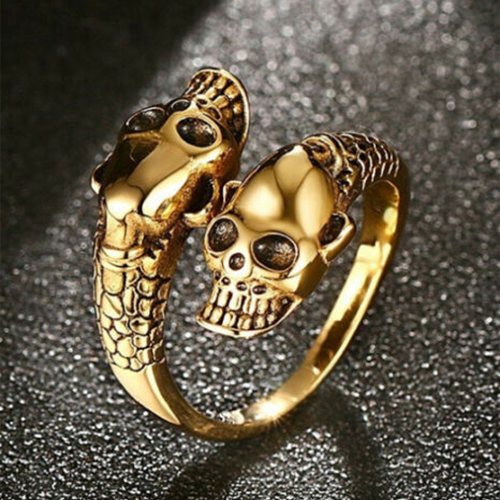 MELODG Rock Rap Vintage Stainless Jewelry Finger Skull Head Ring