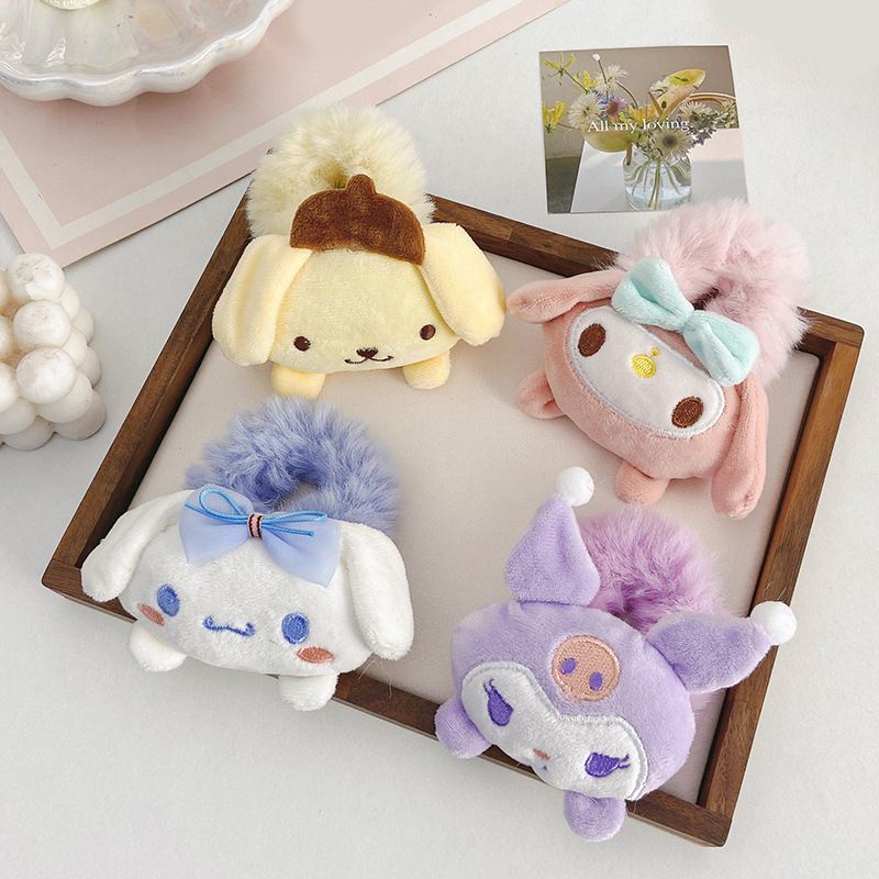 SANRIO Dây Cột Tóc Scrunchies Cinnamoroll Kuromi Melody Hoạt Hình Dễ Thương Cho Bé Gái