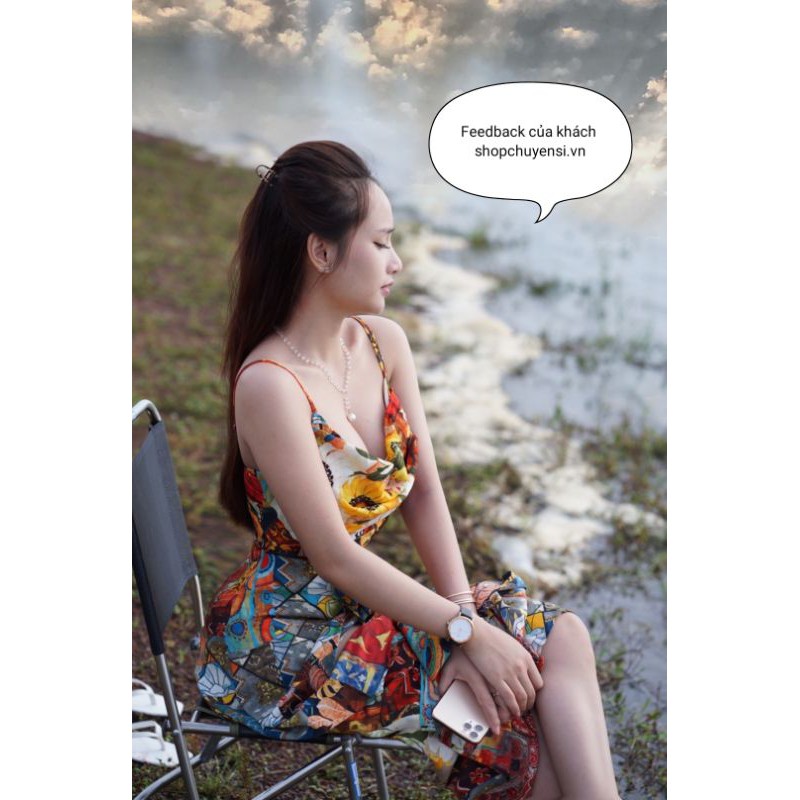 Đầm maxi thổ cẩm xẻ tà cao cấp | BigBuy360 - bigbuy360.vn