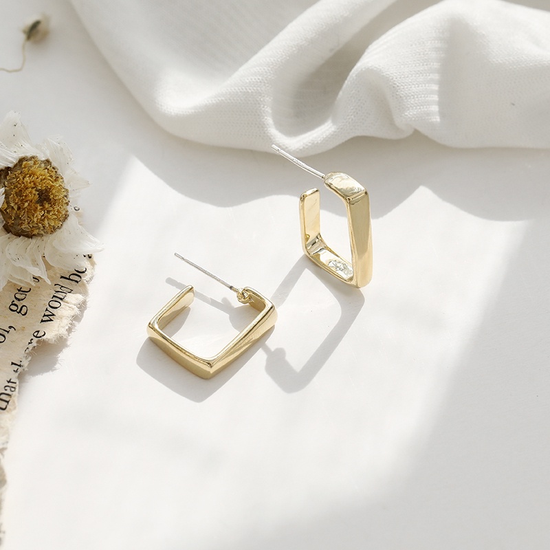 Khuyên Tai Kim Loại Hình Vuông Phong Cách Hip hop Hàn Quốc Cá Tính