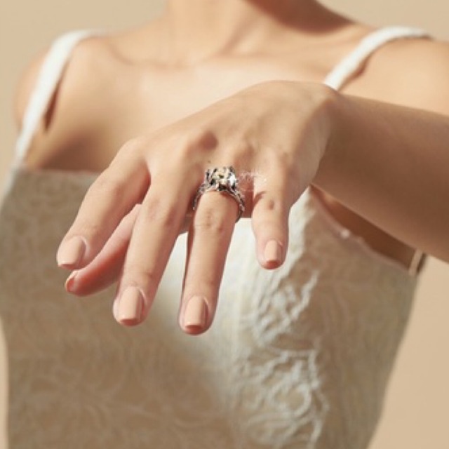 Nhẫn Bạc Đá Kim Cương Thô Herkimer Thiên Nhiên May Mắn Không Kị Mệnh NBF407KCHKM Gypsy.lala