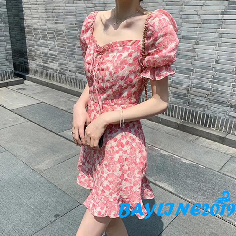 Đầm chữ A ngắn tay cổ tròn thời trang nữ tính