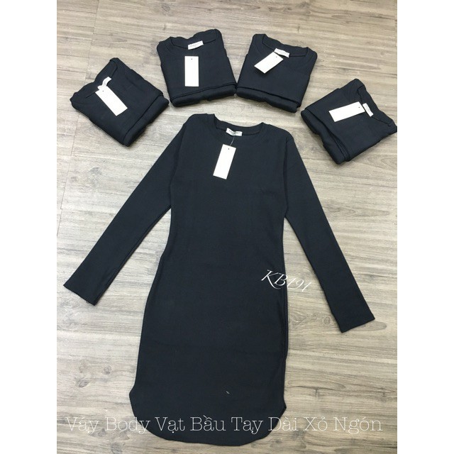 Đầm dự tiệc ღ FREESHIP ღ Váy ôm body tay dài xỏ ngón vạt bầu thời trang xixo DAM0010