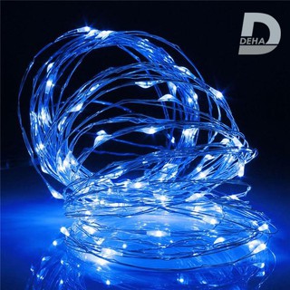 Đèn led đom đóm DEHA màu xanh lam  5 mét  trang trí,  dùng  3 pin tiểu, có chế độ nhấp nháy plash