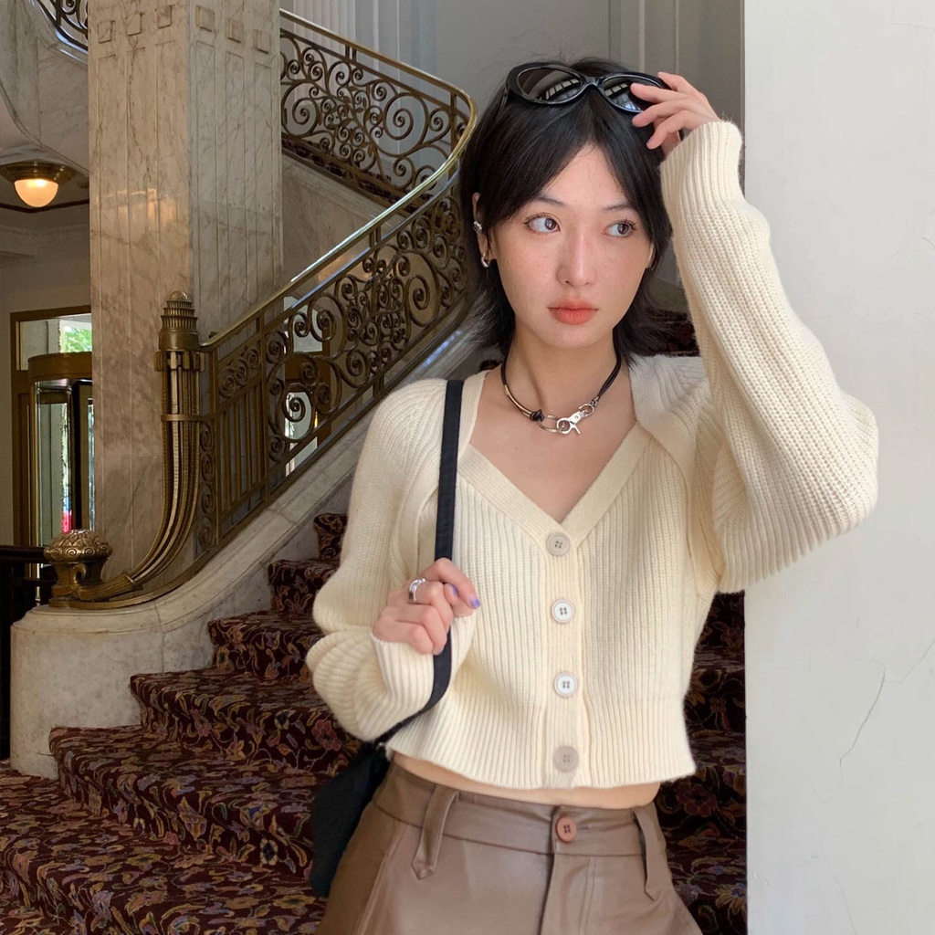 Áo sweater dệt kim tay dài giả hai lớp phong cách retro kiểu mới cho nữ