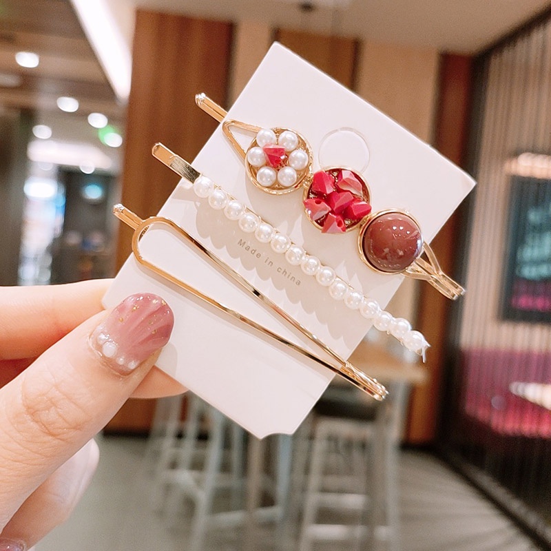 Set 3 kẹp tóc đính ngọc trai giả sang trọng cho nữ