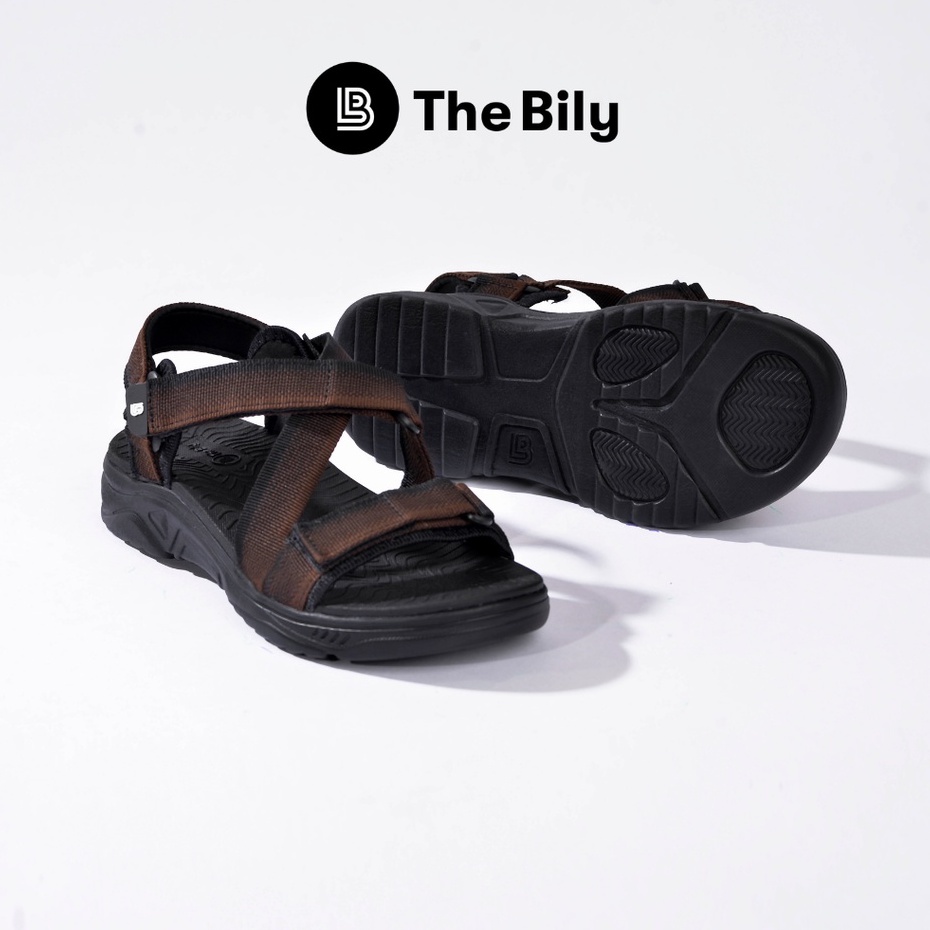 Giày Sandal Nam The Bily 02 Quai Chéo Đôi - Nâu Thổ Cẩm