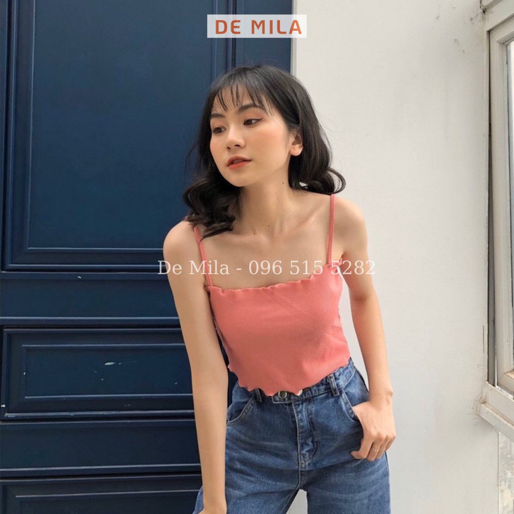 Áo Hai Dây De Mila Dáng Ôm Viền Lượn Sóng Vải Cotton Mịn Cao Cấp Áo 2 Dây Nữ Co Giãn 4 Chiều - AVQ45 | BigBuy360 - bigbuy360.vn