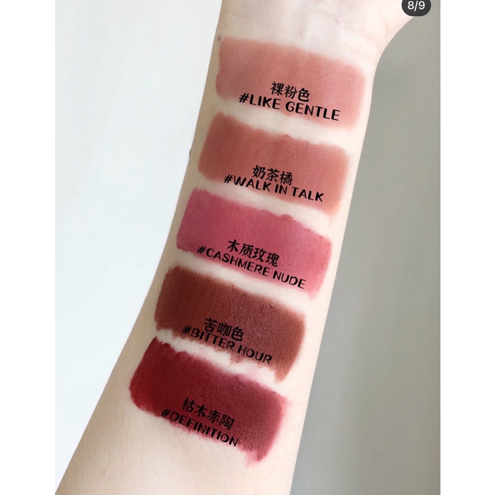 Son Kem 3CE Velvet Lip Tint 5 Mẫu Mới 2021 Màu Walk n talk, Like gentle, Cashmere nude, Definition, Bitter hour