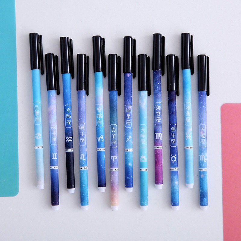 1 Bút Bi Mực Đen Ngòi 0.5mm 12 Dáng Hình Chòm Sao